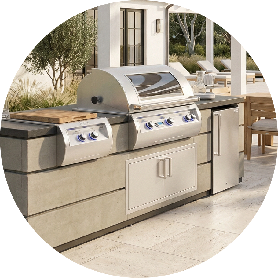 mid-sized pre-built Fire Magic grill island
